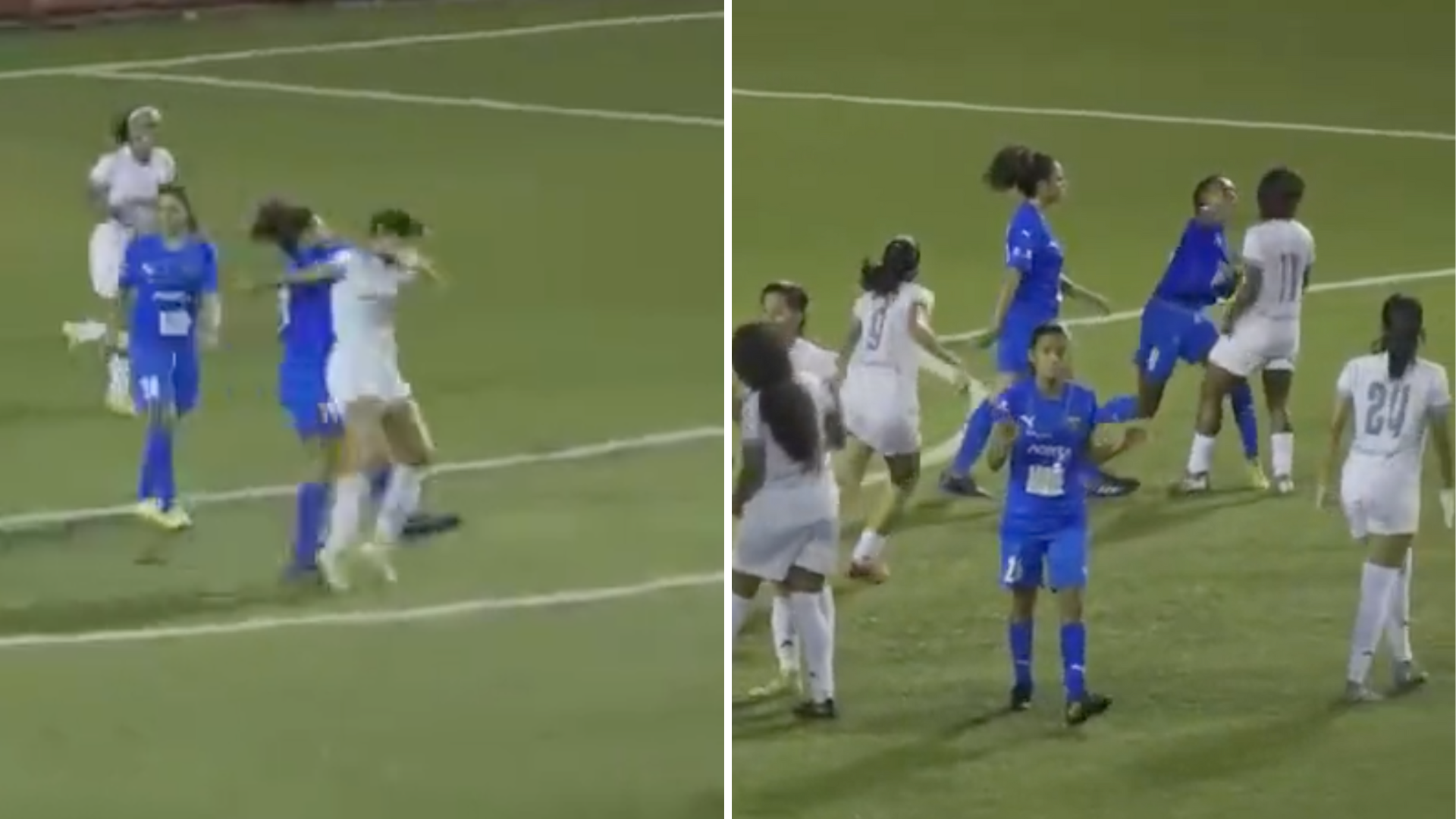 Massive brawl in women's soccer game in Panama